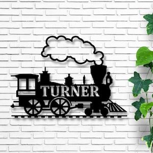 Train Metal Sign - Metal Wall Decor, Custom Metal Name Sign, Custom Train Sign,Railroad Sign, Railway Sign, Train Room, Train Decor