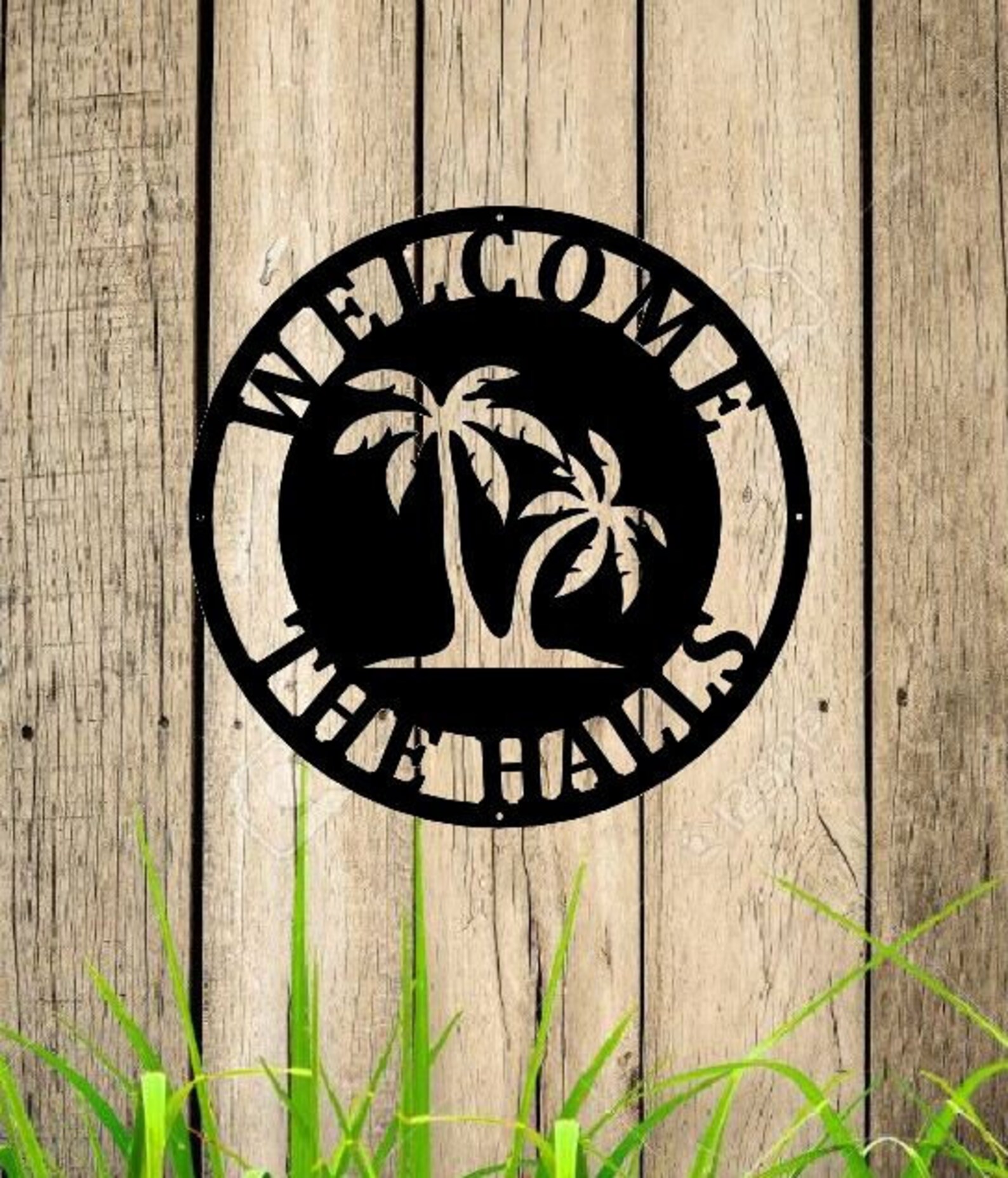 Personalized Palm Tree Metal Sign Beach House Signs Door Etsy
