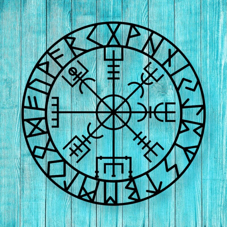 Medieval Rune Compass VEGVISIR RUNE - Viking Compass- Norse Wayfinder- Nordic Compass- Wall ...