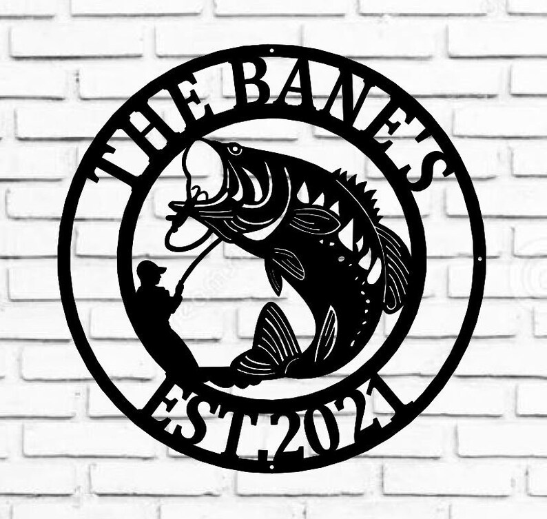 Metal Bass Wall Art Metal Wall Decor Bass Fishing Gift for Men Etsy