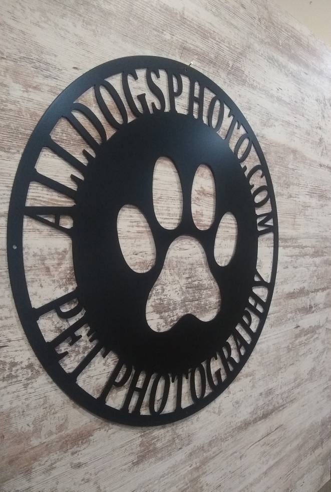 Metal Sign Front Door Monogram, Paw Print Custom Outdoor Metal Sign fo