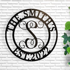 Personalized Family Name Metal Sign, Housewarming Gift, Metal Monogram Sign, Door Hanger, Last Name Sign, Metal Wall Art, Wedding Gift