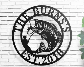 New Home Gift Sport Fish Metal Sign polished Steel HUGE 28 x 24 Bass Fishing New Home Gift Sport Fish Metal Sign polished Steel HUGE 28 x 24 Bass Fishing