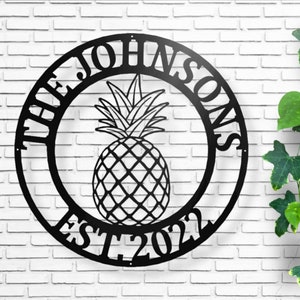 Personalized Pineapple Metal Sign - Housewarming Gift - Personalized Metal Sign - Custom Metal Sign - Pineapple metal sign, Personalized