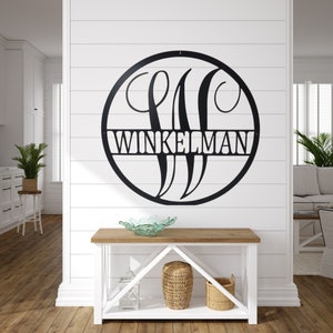 Personalized Family Name Metal Sign, Housewarming Gift, Metal Monogram Sign, Door Hanger, Last Name Sign, Metal Wall Art, Wedding Gift
