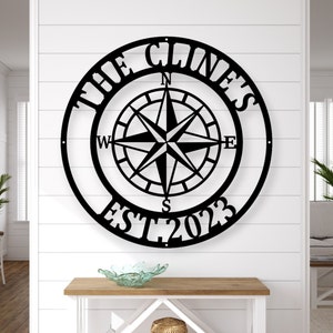 Personalisierte Kompass Rose Metall Zeichen - Nautische Adresse Wand Kunst - Koordinaten Wand Dekor - Housewarming - Kostenloser Versand - Benutzerdefinierte Koordinaten