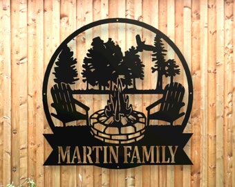 Metal Outdoor Sign | Custom Campfire Sign | Camper Décor | Personalized Camping Gifts Fire Pit Sign Outdoor Decor Cabin Sign | Campsite Sign