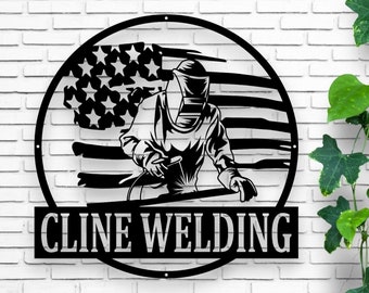 Metal Welding Sign | Personalized Welded Art | Custom Name Sign for Home, Garage & Workshop Décor | Unique Gift Ideas, Chevron Welder
