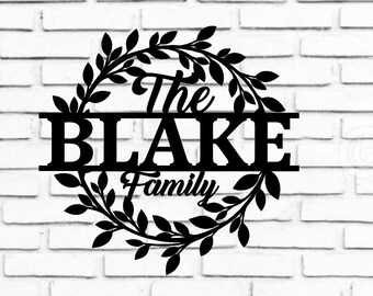 Weatherproof Custom Circle Monogram House Sign, Personalized Wreath, Door Monogram, Front Door Wreath, Family Name, Metal Letters,utdoor
