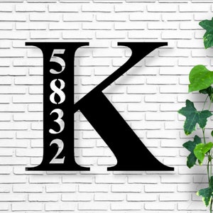 Placa de endereço com monograma, monograma, placa de endereço, placa de endereço para exterior, montagem em parede, placa de endereço com letras de metal, placa de endereço inicial em metal