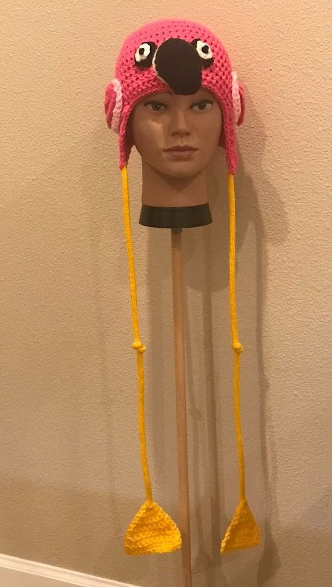 Flamingo Hat Fun Way to Keep Your Head Warm Hand Crochet Etsy