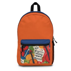 Colorful Music-Themed Backpack, School Bag, Gift for Musicians, Artistic Backpack, Trendy Book Bag