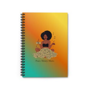 Caderno Paz, Dinheiro e Música - Caderno Espiral para Amantes da Música - Linha Pautada para Anotações, Coral, Compositores, Volta às Aulas e Criatividade