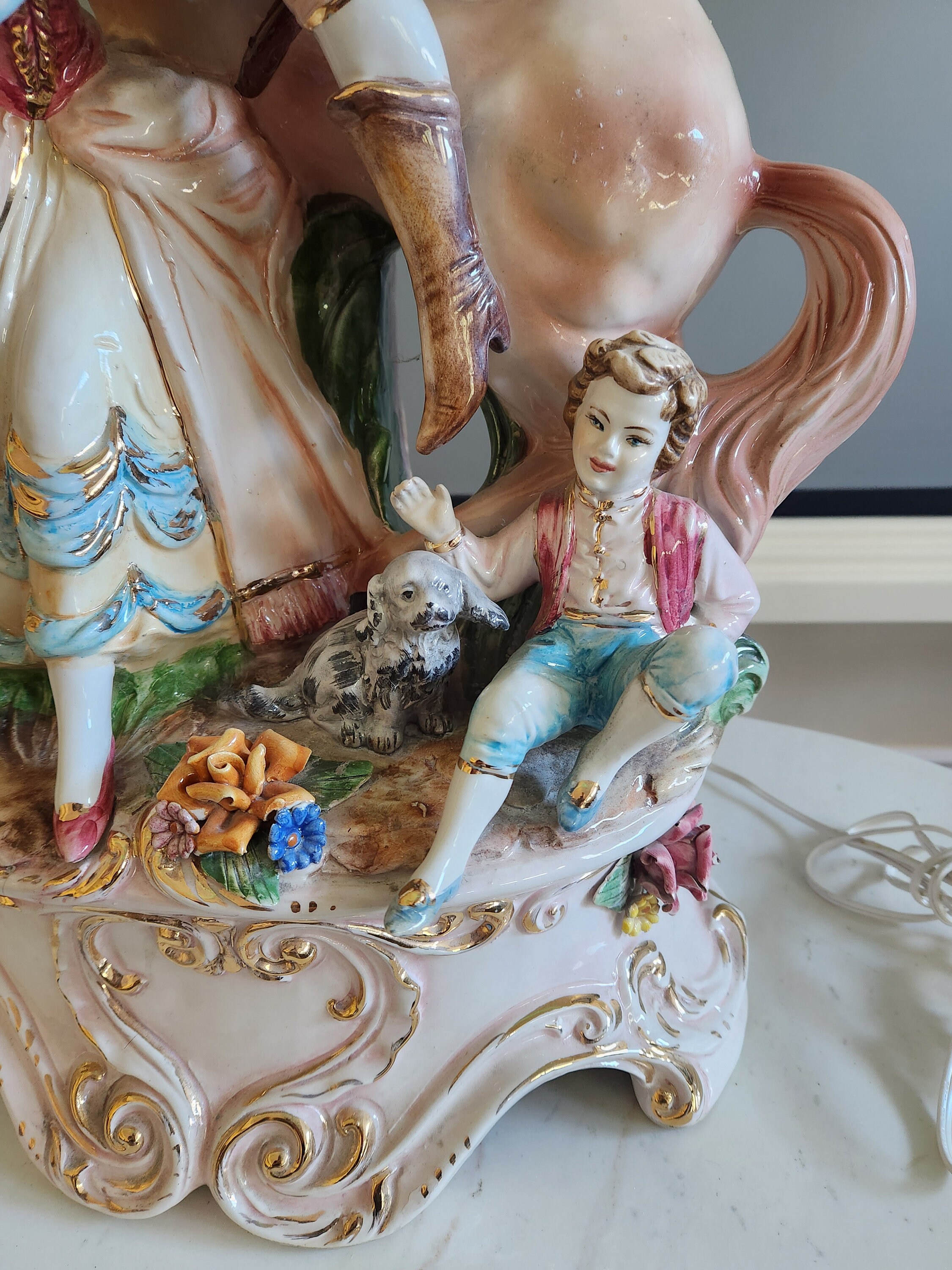 Capodimonte Horse & Rider Lamp - Etsy