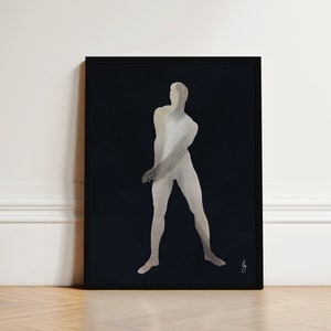 Minimalista Gay Art Print Gay Male Pittura Incorniciato Gay Art Gay Male Dancer Stampa Art Deco Man Dark 1