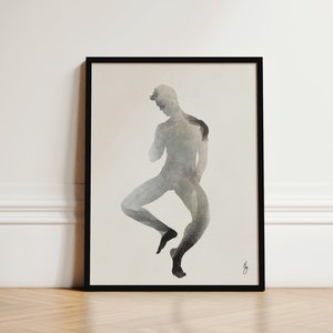 Minimalist Gay Art Print Gay Male Painting Framed Gay Art Gay Male Dancer Print Art Deco Man Light 4