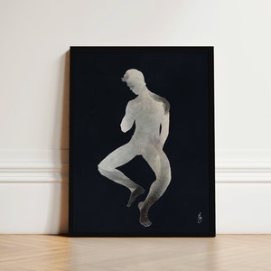 Minimalista Gay Art Print Gay Male Pittura Incorniciato Gay Art Gay Male Dancer Stampa Art Deco Man Dark 4