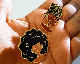 Dreadlock, Natural Hair, Locs Hard Enamel Pin