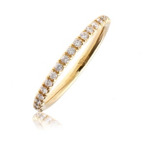 14k Gold Round Brilliant Diamond Half Eternity Stackable Band Ring