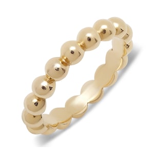 14k Gold Ball Bead Stackable Eternity Band Ring - Large