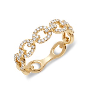 14k Gold & Diamond Oval Link Stackable Ring