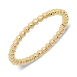 14k Gold Ball Bead Stackable Eternity Band Ring - Medium