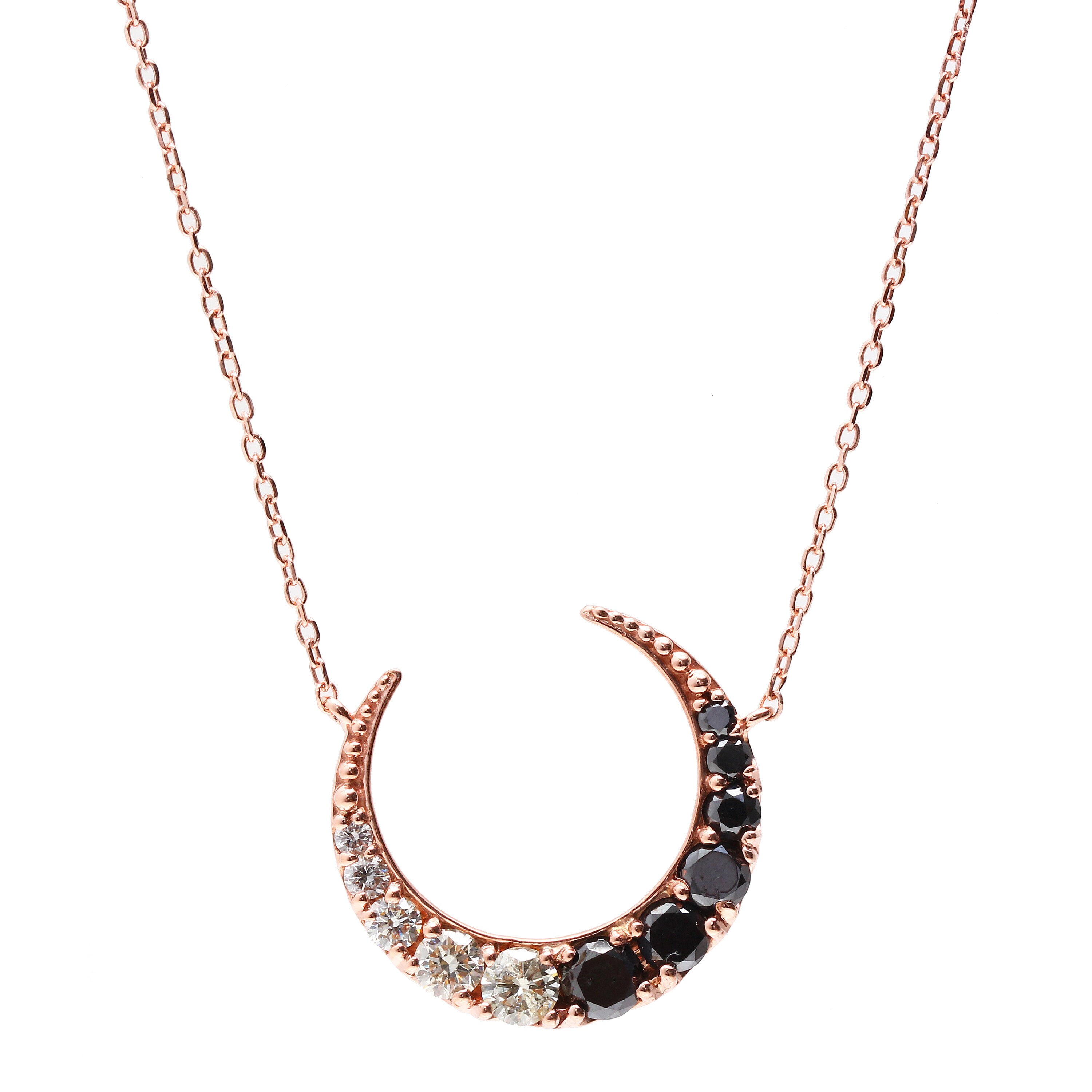 Black Diamond Crescent Moon Necklace