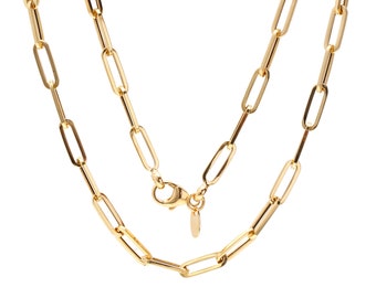 14k Gold Paperclip Link Chain Choker Necklace