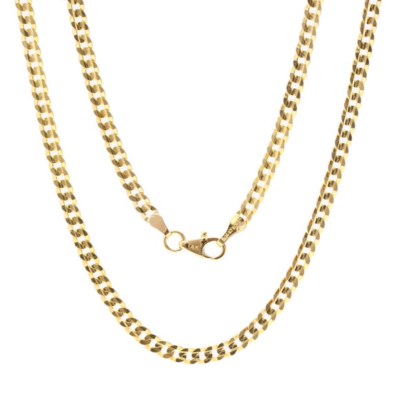 14k Gold Concave Cuban Link Chain 
