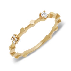 14k Gold & Diamant Geometrische Stapelbare Midi Band/Ring