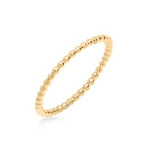 14k Gold Ball Bead Stackable Eternity Band Ring - Small