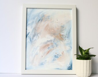 Abstrakte Acryl-Kunst, moderne Kunst, Acryl-Kunst, 9 x 12 abstrakte Kunst, blau und Kupfer abstrakt, Original abstrakte Kunstwerk, SarahJuneArtStudio