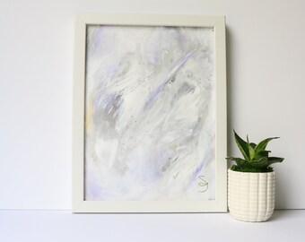 Abstrakte Acryl-Kunst, moderne Kunst, Acryl-Kunst, 9 x 12 abstrakte Kunst, grau und lila abstrakt, Abstrakte Sendekunst, SarahJuneArtStudio