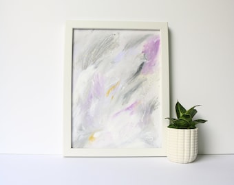 Abstrakte Acryl-Kunst, moderne Kunst, Acryl-Kunst, 9 x 12 abstrakt, grau und lila abstrakte Kunst, Original abstrakte Kunstwerk, SarahJuneArtStudio