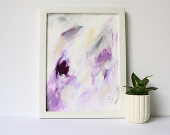 Abstrakte Acryl-Kunst, moderne Kunst, Acryl-Kunst, 9 x 12 abstrakte Kunst, lila und grau abstrakt, Original abstrakte Kunstwerk, SarahJuneArtStudio