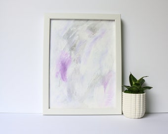 Abstrakte Acryl-Kunst, moderne Kunst, Acryl-Kunst, 9 x 12 abstrakte Kunst, grau und lila abstrakte Kunst, Original abstrakte Kunstwerk, SarahJuneArtStudio