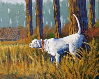 Bird Dog Art, Hunting Artwork, Dog Pet Portrait, Quail Bird Drawing, Upland Game-bird Sketch, Ronald Goodman Art, Wildlife art