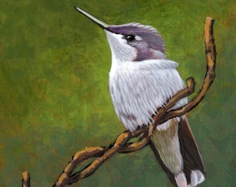 Rusty Perch, Hummingbird Limited-Edition Giclee Print, Bird Painting, Gift for a Birder, Art by Ronald Goodman,  Mother’s Day Gift, Birding