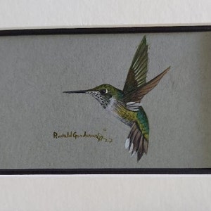 Housewarming Gift for Bird Enthusiast, Present for Hummingbird Lover, Ruby Throated Hummer Themed Painting, Bird Art by Georgia Artist image 2