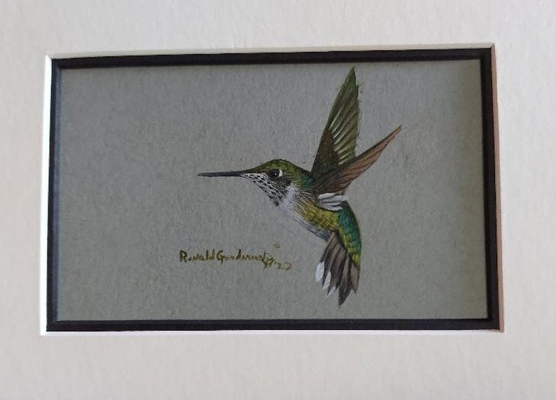 Housewarming Gift for Bird Enthusiast, Present for Hummingbird Lover, Ruby Throated Hummer Themed Painting, Bird Art by Georgia Artist image 2