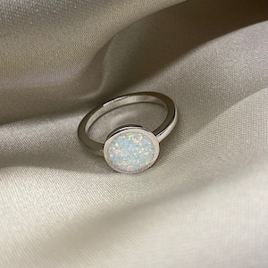 Round Opal Ring Sterling Silver 925
