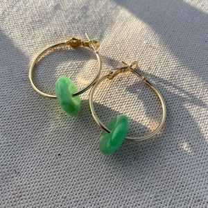 Jade Donut Hoop Earrings