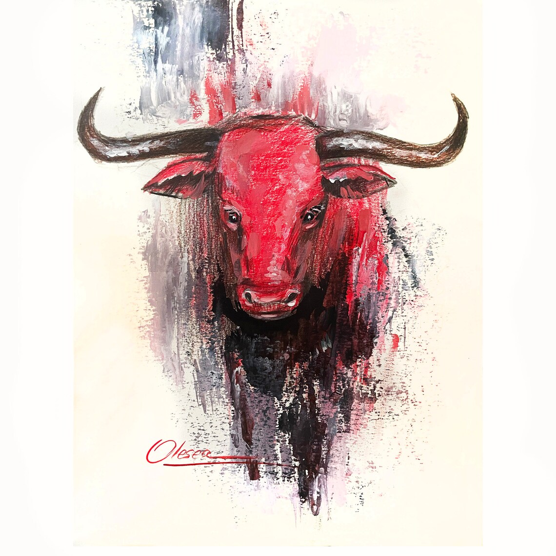 Abstract Bull Art Original OX Artwork Original Painting Etsy