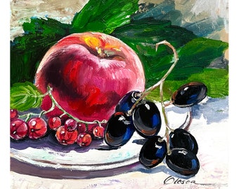 フルーツ2 印象派の静物画 様々なフルーツの油絵 デジタルダウンロード