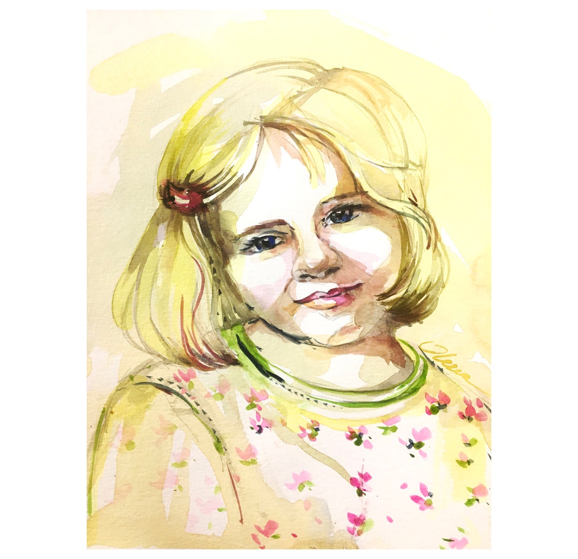 Girl Portrait Watercolor Painting Original Wall Art Artwork | Etsy