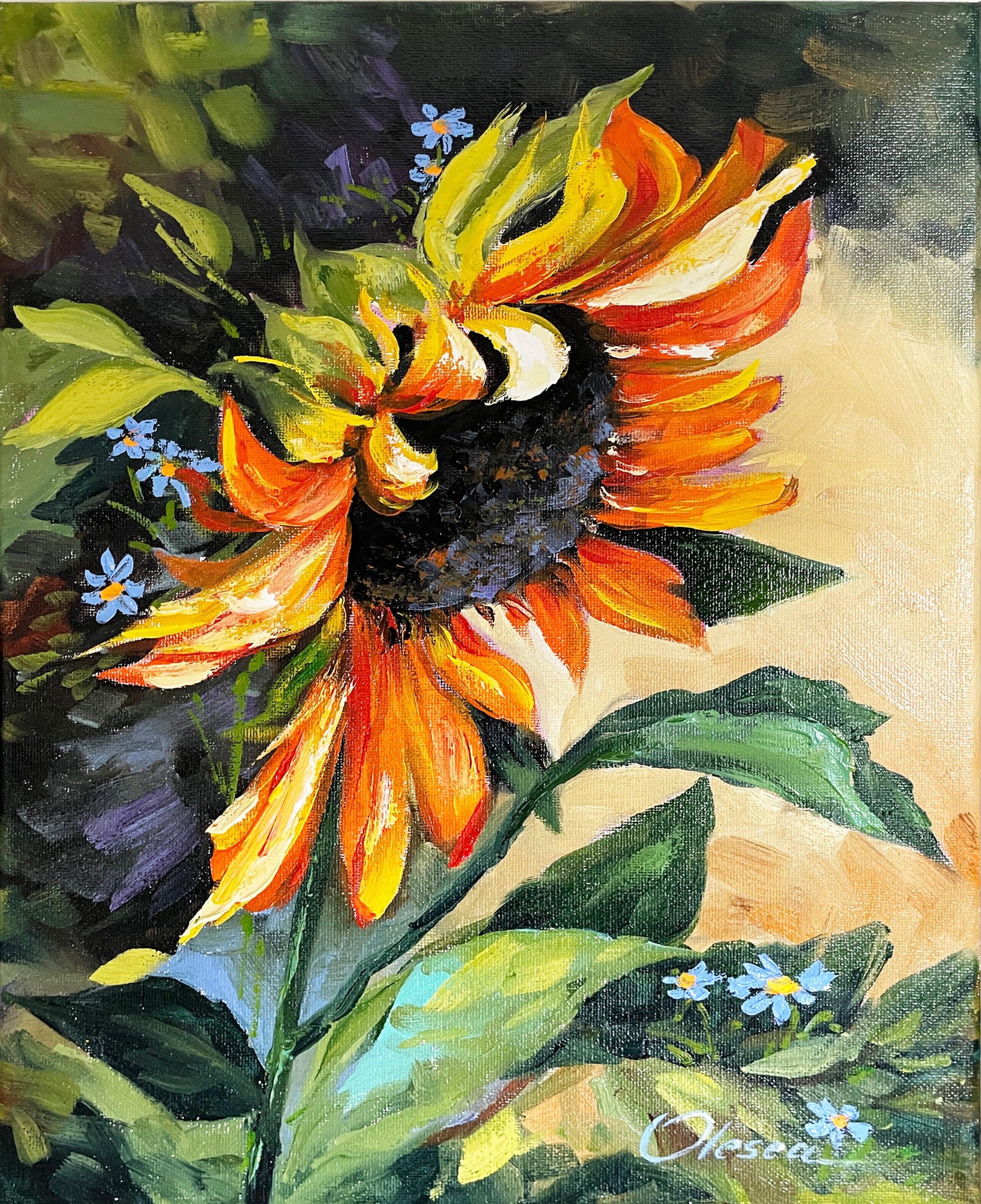 Sunflower Oil Painting Original Floral Wall Art by