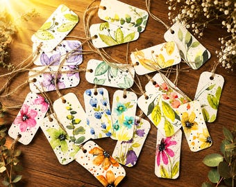 Hand Painted Floral Gift Tags - Watercolor Art Unique Tags