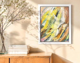 Original Abstract Violin Oil Painting Colorful Contemporary Music Wall Art Musician Gift (14x11 inches)