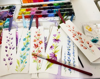 Bookmarks Hand Painted Floral Watercolor Bookmark Gift For Book Lover Gift Art For Girl Unique Gift Flowers Gift Art by ArtWorkFromOlesea