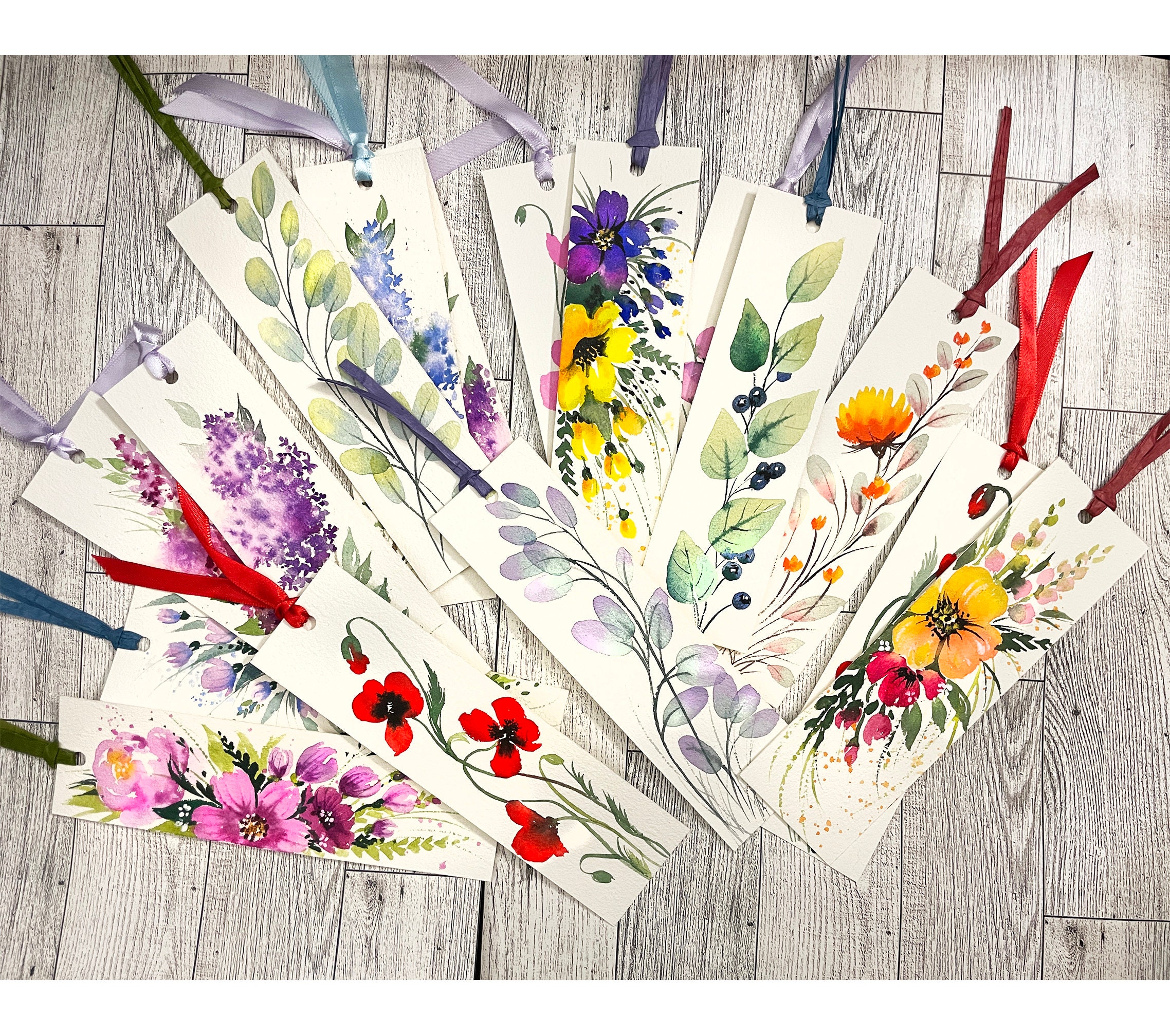 Lilac Bookmarks Hand Painted Poppy Floral Watercolor Bookmark Gift For Book Lover Gift Flowers Art For Girl Gift Art by ArtWorkFromOlesea